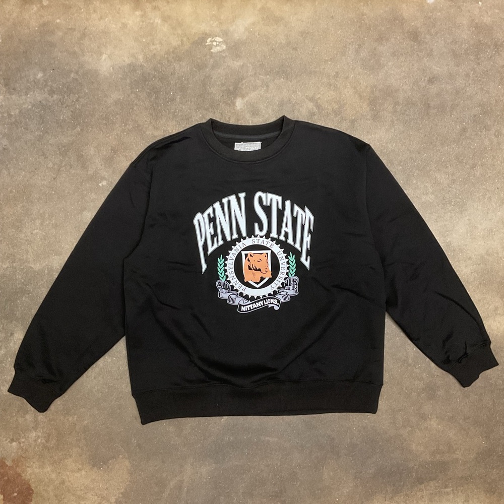 Penn State Nittany Lions Graphic Crewneck Sweatshirt Black Mens Medium Cotton